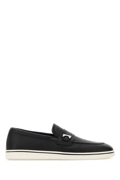 Ferragamo Salvatore  Black Leather Tancredi Loafers In Multi