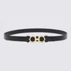 Ferragamo Salvatore  Black Leather Thin Gancini Belt