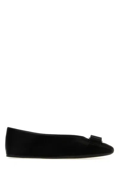 Ferragamo Salvatore  Black Leather Vanna I Ballerinas