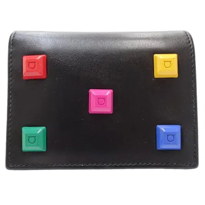 Pre-owned Ferragamo Salvatore  Black Multi-color Leather Wallet (bi-fold) ()