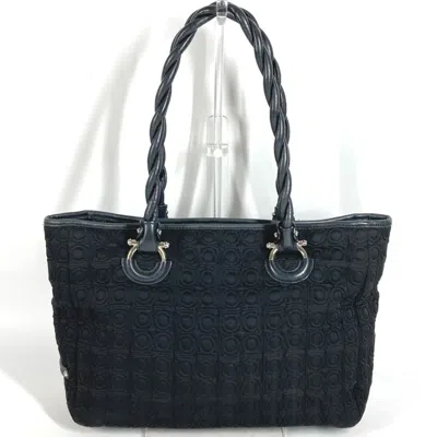 Pre-owned Ferragamo Salvatore  Black Nylon Canvas Leather Shoulder Bag Tote Bag ()