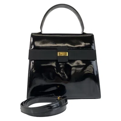 Pre-owned Ferragamo Salvatore  Black Patent Leather Handbag Shoulder Bag ()