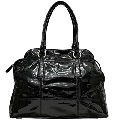 Pre-owned Ferragamo Salvatore  Black Patent Leather Tote Bag ()