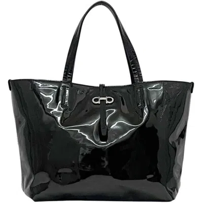 Pre-owned Ferragamo Salvatore  Black Patent Leather Tote Bag ()