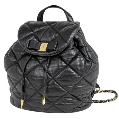 Pre-owned Ferragamo Salvatore  Black Quilting Backpack ()