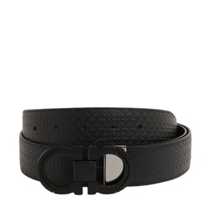Ferragamo Salvatore  Black Reversible And Adjustable Gancini Belt