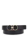 Ferragamo Black Reversible Belt With Gancini Buckle Closure In Grained Leather Man In Black