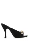 Ferragamo Black Satin Mules In Black