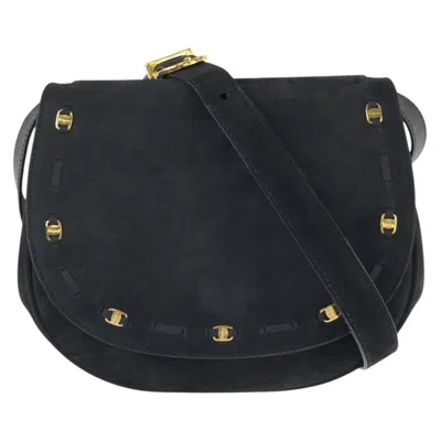 Pre-owned Ferragamo Salvatore  Black Suede Pochette Shoulder Bag ()