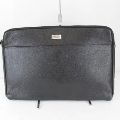 Pre-owned Ferragamo Salvatore  Black White Leather Clutch Bag () In Black, White