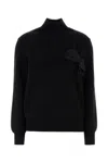 Ferragamo Floral Insert Sweater Sweaters And Cardigans Black In Black