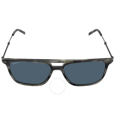 Ferragamo Salvatore  Blue Browline Men's Sunglasses Sf966s 003 57 In Blue / Grey