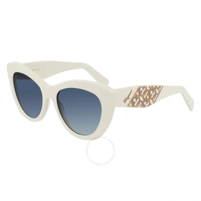 Ferragamo Salvatore  Blue Butterfly Ladies Sunglasses Sf1022s 103 53 In Blue / Ivory