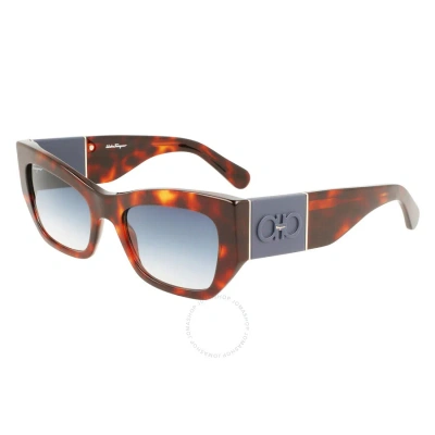 Ferragamo Salvatore  Blue Gradient Cat Eye Ladies Sunglasses Sf1059s 640 54 In Red   / Blue / Tortoise