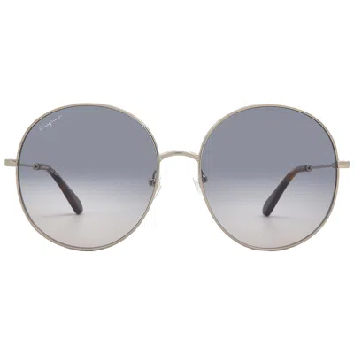 Ferragamo Salvatore  Blue Gradient Round Ladies Sunglasses Sf299s 688 60 In Brown