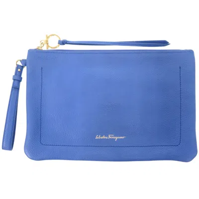 Pre-owned Ferragamo Salvatore  Blue Leather Clutch Bag ()