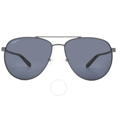 Ferragamo Salvatore  Blue Pilot Unisex Sunglasses Sf157s 015 60 In Blue / Dark