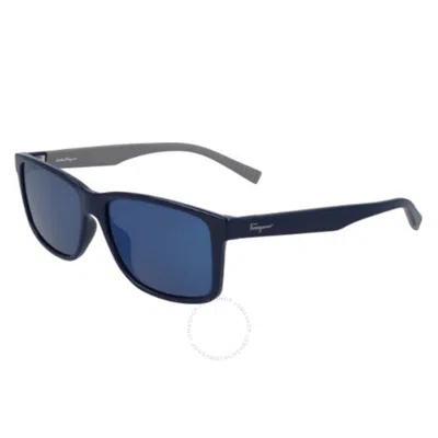 Ferragamo Salvatore  Blue Rectangular Men's Sunglasses Sf938s 435 57
