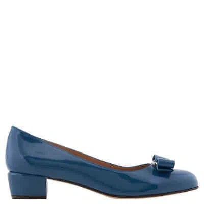 Pre-owned Ferragamo Salvatore  Blue Vara Bow Pump Shoe