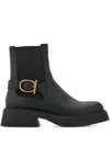 Ferragamo Tia Buckled Leather Ankle Boots In Black