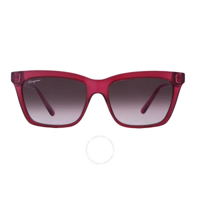 Ferragamo Salvatore  Bordeuax Gradient Rectangular Ladies Sunglasses Sf1027s 655 55 In Wine