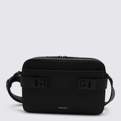 Ferragamo Shoulder Bag With Gancini Buckles In Black