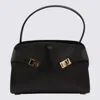 Ferragamo Dark Brown Leather Medium Hug Soft Shoulder Bag In Black
