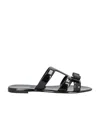 Ferragamo Lilou Vara Plate Flat Slides In Black