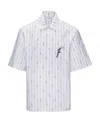 Ferragamo Logo-print Short-sleeve Cotton Blend Shirt In White