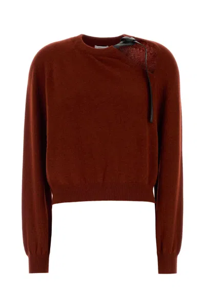 Ferragamo Salvatore  Brick Wool-blend Sweater For Women In Brown