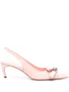 Ferragamo Bow Knot Decal High Heels In Pink & Purple
