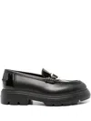 Ferragamo Brooke Loafers With Chunky Sole And Gold-tone Hardware In Black