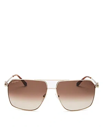 Ferragamo 62mm Oversize Gradient Navigator Sunglasses In Matte Gold/brown