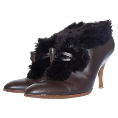 Pre-owned Ferragamo Salvatore , Brown Ankle Boots With Fur