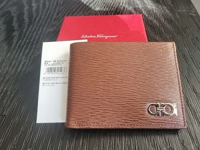 Pre-owned Ferragamo Salvatore  Brown / Blue Revival Leather Wallet With Tags