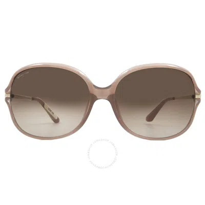 Ferragamo Salvatore  Brown Butterfly Ladies Sunglasses Sf921sk 718 61 In Black