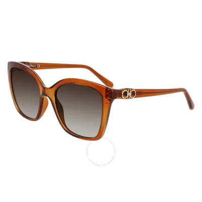 Ferragamo Salvatore  Brown Gradient Butterfly Ladies Sunglasses Sf1026s 261 54 In Orange