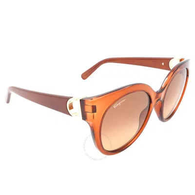 Ferragamo Salvatore  Brown Gradient Butterfly Ladies Sunglasses Sf1031s 261 53 In Orange