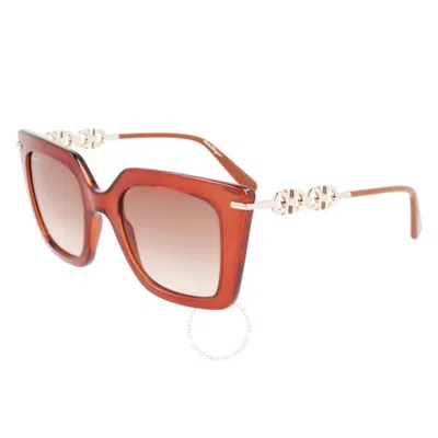 Ferragamo Salvatore  Brown Gradient Butterfly Ladies Sunglasses Sf1041s 232 51 In Orange