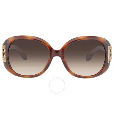 Ferragamo Salvatore  Brown Gradient Oval Ladies Sunglasses Sf668s 238 57 In Tortoise
