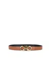 Ferragamo Leather Belt Adjustable Gold-tone Buckle In Brown