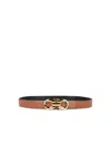 Ferragamo Leather Belt Adjustable Gold-tone Buckle In Brown