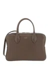 Ferragamo Brown Handbag With Three Zips And Logo Printed On The Front In Brown