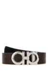 Ferragamo Reversible Leather Belt Adjustable Length Pattern In Brown
