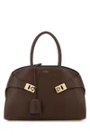 Ferragamo Salvatore  Brown Leather Small Hug Handbag In Brown