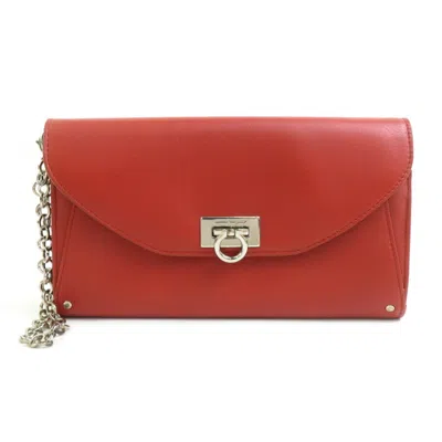 Pre-owned Ferragamo Salvatore  Brown Orange Leather Long Wallet (bi-fold) () In Brown, Orange