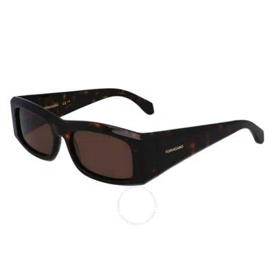 Ferragamo Salvatore  Brown Rectangular Men's Sunglasses Sf2012s 242 57