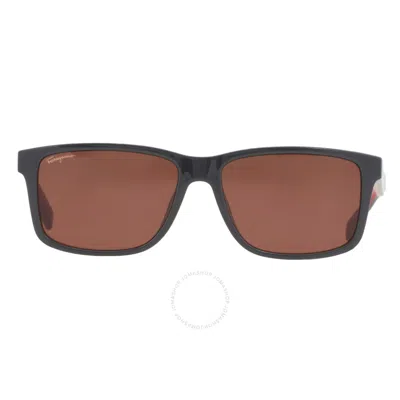 Ferragamo Salvatore  Brown Rectangular Men's Sunglasses Sf938s 023 57 In Black