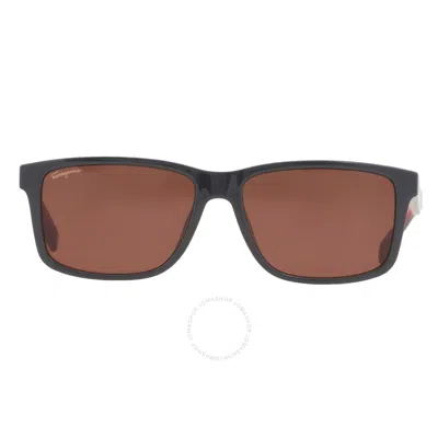 Ferragamo Salvatore  Brown Rectangular Men's Sunglasses Sf938s 023 57 In Brown / Dark / Grey