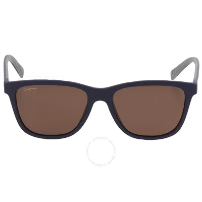 Ferragamo Salvatore  Brown Rectangular Men's Sunglasses Sf998s 427 57 In Blue / Brown